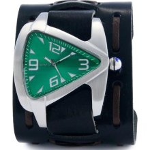 Nemesis Men's Signature Green Teardrop Dial Leather Cuff Watch (Nemesis Men's Signature Stainless Steel Teardrop Green Dial)