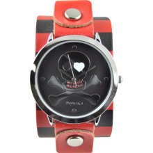 Nemesis Women's Heart Skull Black/ Red Watch (Durable mineral crystal protecs from scratches)