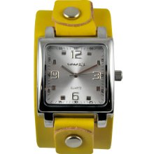 Nemesis Women's Lite Square Yellow Leather Strap Watch (Yellow)