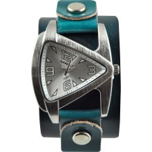 Nemesis Women's Steel Aqua Blue Leather Band Watch (Mineral crystal protects watch face from scratches)