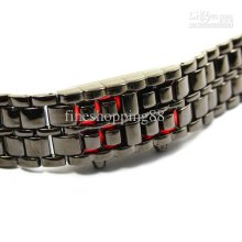 New. 2pcs Stainless Steel Led Red Digital Unsex Bracelet Watch Super