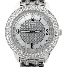 New Iced Out Bling Hip Hop Geneva Platinum Silver Watch #1