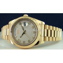 New Luxury Lls Automatic Mens Watch 18kt Gold President Day-date Ii