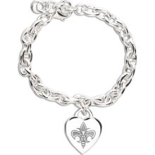 New Orleans Hornets Ladies Silver Heart Charm Bracelet