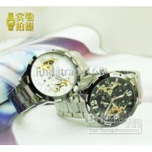 New Stainless Steel Hollow Fashion Automatic Mechanical Black And Wh