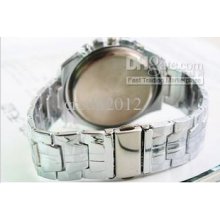 New Version 2012 Gift Big Dial Quartz Watch Man Steel Belt Business