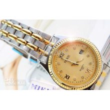 New Version Gold Between Big Dial Quartz Man Steel Belt Calendar Wat