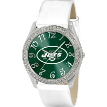 New York Jets watches : New York Jets Ladies Stainless Steel Analog Glitz Watch