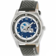 NFL Football Watches - Men's Stainless Steel Detroit Lions Watch and Leather Band