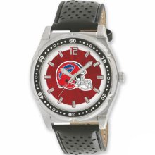 NFL Watches - Men's Buffalo Bills Stainless Steel National Football League Watch and Leather Strap