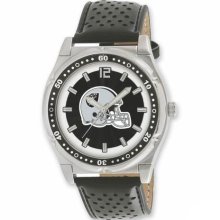 NFL Watches - Men's Stainless Steel Oakland Raiders Watch and Leather Band