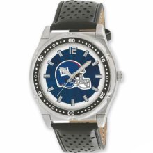 NFL Watches - Men's Stainless Steel New York Giants Watch and Leather Band