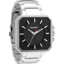 Nixon Platform Watch Black In Box Silver Band Black Face