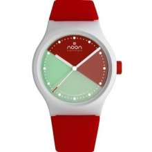 Noon Copenhagen Unisex Turning Disc Analog Plastic Watch - Red Rubber Strap - Multicolor Dial - 33-065DS4