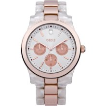 Oasis Women's Quartz Watch With Silver Dial Analogue Display And White Plastic Bracelet B1372