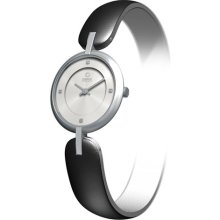 Obaku Women's 'V106LCWRB' Black Leather White Dial Quartz Watch (V106LCWRB)