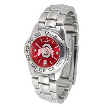 Ohio State Womens Stainless Steel Watch (new) Osu Buckeyes Ladies Jewelry Ncaa