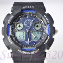 Ohsen Analog Digital Mutiple Time Zone Men Quartz Watch