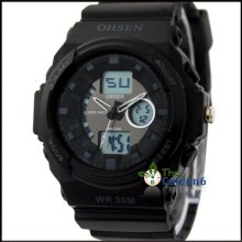 Ohsen Digital Analog Rubber Multi-function Boy's Ch Men's Sport Wrist Watch