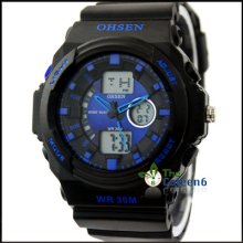 Ohsen Digital Boy's Ch Men's Sport Wrist Watch Analog Rubber Multi-function