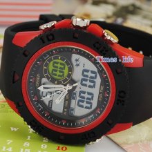 Ohsen Dual Display Sports Mens Boy Unisex Watch Rubber Date Fashion 4 Colors