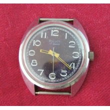 Old Men Wind Up Wristwatch Poljot 17 Jewels. Russian Soviet Vintage Watches