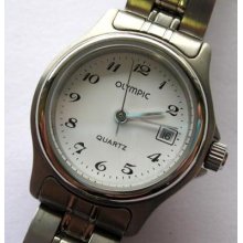 Olympic Steel N.o.s Ladies Watch With White Dial - Runs And Keeps Time