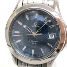 Omega Seamaster 120m Wristwatch SS Blue Silver Ladies