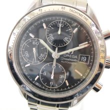 Omega Speedmaster Date Wristwatch SS Black Silver Mens