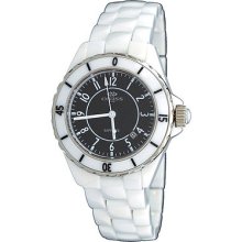 Oniss On8046-l Women's Swiss White Ceramic Black Dial Watch