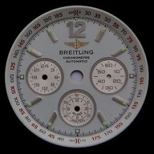 Original Breitling Chronograph White Watch Dial Chronometer Men's