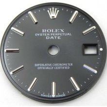 Original Rolex Date Black W/silver Hash Marks Quickset Dial