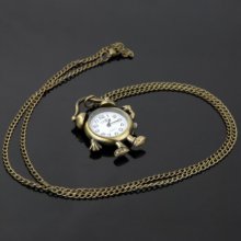 Palm Shaped Necklace Pendant Watch Bronze Color