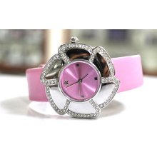 Pamela Anderson Stonest Flower Shape Dial Ladies Pink Strap Watch