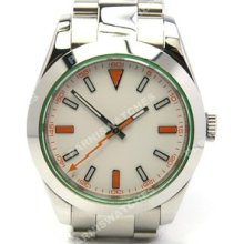 Parnis 39mm Explorer Milgauss Sapphire Automatic White Dial Ss Strap Man Watch