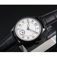 Parnis Vintage Style White Dail Mechanical Hand Winding Mens Watch 6498 X076-d