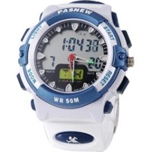 PASNEW 048C Plastic Electronic Quartz Movements LED Sports Analog Watch with Dat