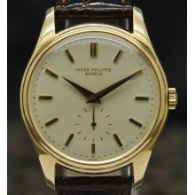 Patek Philippe Geneve Ref. 2526 Porcelain Dial 18k Yellow Gold & Leather Watch