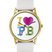 Pauls Boutique Ladies 'i Love Pb' Logo Dial White Strap Watch Pa013whgd