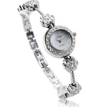 PC Fashionable Women's Quartz Bracelet Watch with Silver Alloy Band