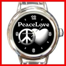 Peace And Love Round Italian Charm Wrist Watch 669