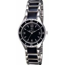 Pedre Women`s Saratoga Watch W/ Stainless Steel Strap & Black Bezel