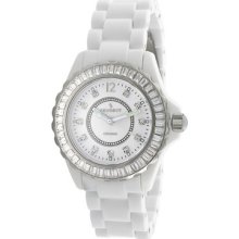 Peugeot Women's Swiss Ceramic Swarovski Elements Dial Watch In White Ps4885wt