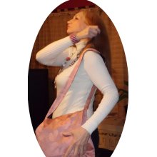 Pink Black Fabric Reversible Handbag, for Women and Teens