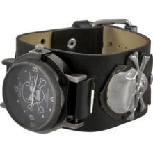 Pirate Skull Wristwatch Quartz Watch Black Strap Black