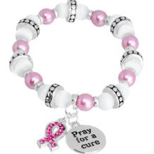 Pray for a Cure Pink Ribbon Stretch Bracelet