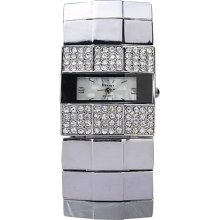 Pretty Rhinestone Dial Stainless Steel Quartz Movement Bracelet Watch - White - Metal