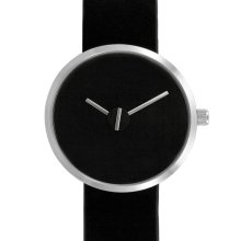 Projects Unisex Sometimes Analog Stainless Watch - Black Leather Strap - Black Dial - 7290S