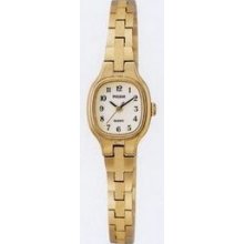 Pulsar Ladies` Goldtone Bracelet Watch W/ Cushion Shaped Off White Dial