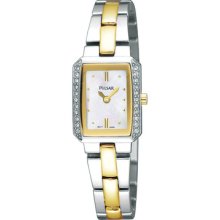 Pulsar Pegf77x1 2 Tone Watch With Swarovski Crystals Uk Seller 2 Year Warranty